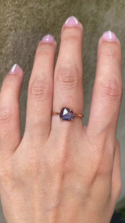 Lisa Ring - 1.20ct Unheated Organic Cut Blue Sapphire, 14k rose gold (One of a kind)