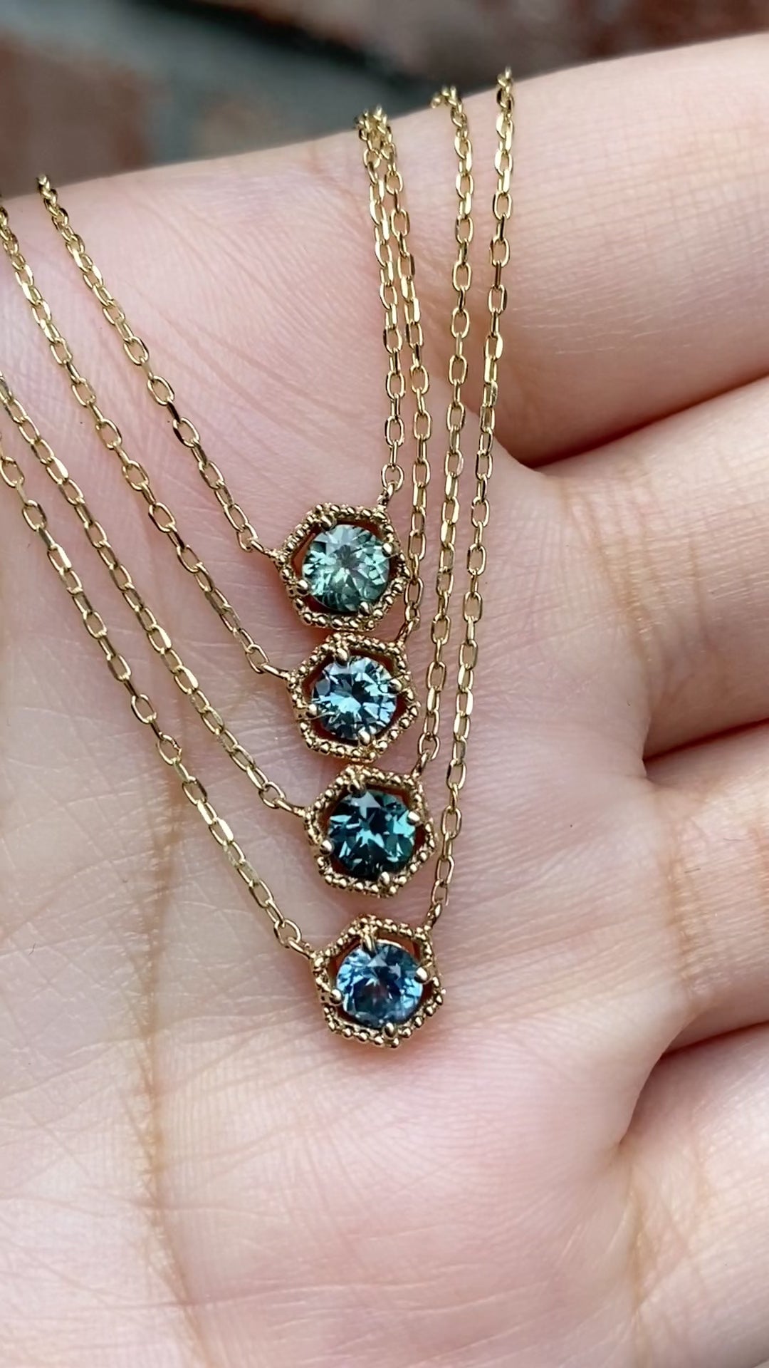 Milgrain Necklace 4mm Montana Sapphire