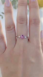 Estel Ring 1.08ct Cushion Cut Pink Spinel, 14k White Gold (One of a kind)