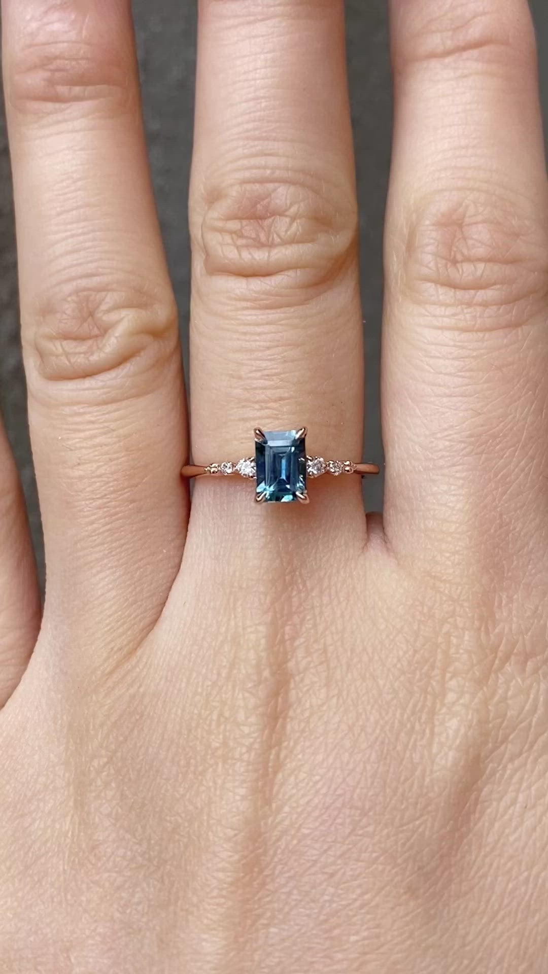 Estel Fleur Four Prongs Ring 1.09ct Blue Green Montana Sapphire, 14K Rose Gold (One of a kind)