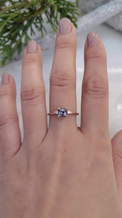 Estel Ring 1.04ct Cushion Cut Grey Purple Spinel, 14k Rose Gold (One of a kind)