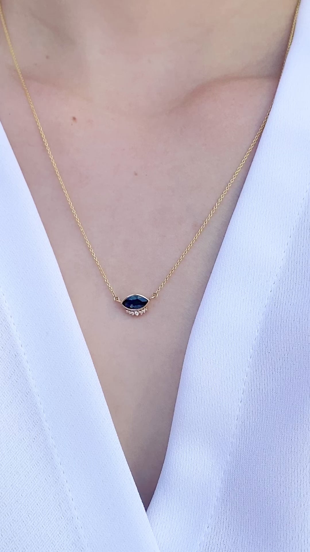 Eden Necklace, 0.74ct Deep Blue Sri Lankan Sapphire