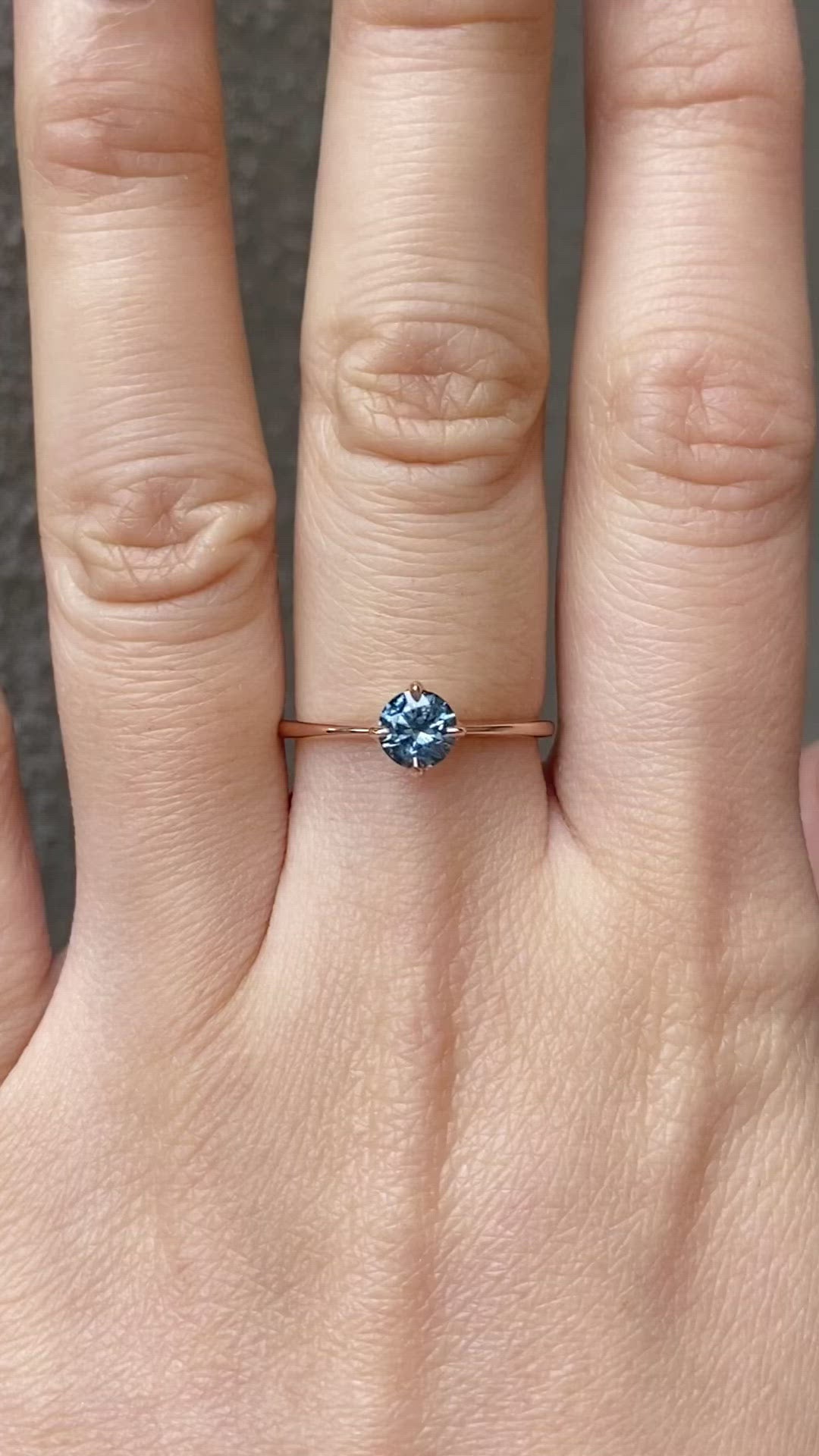 Alice Ring 0.56ct Blue Green Montana Sapphire, 14K Rose Gold (One of a kind)