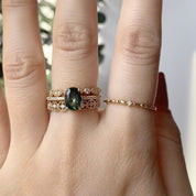 Maria Ring 1.53ct Unheated Oval Green Queensland Sapphire (One of a kind), 14k yellow gold