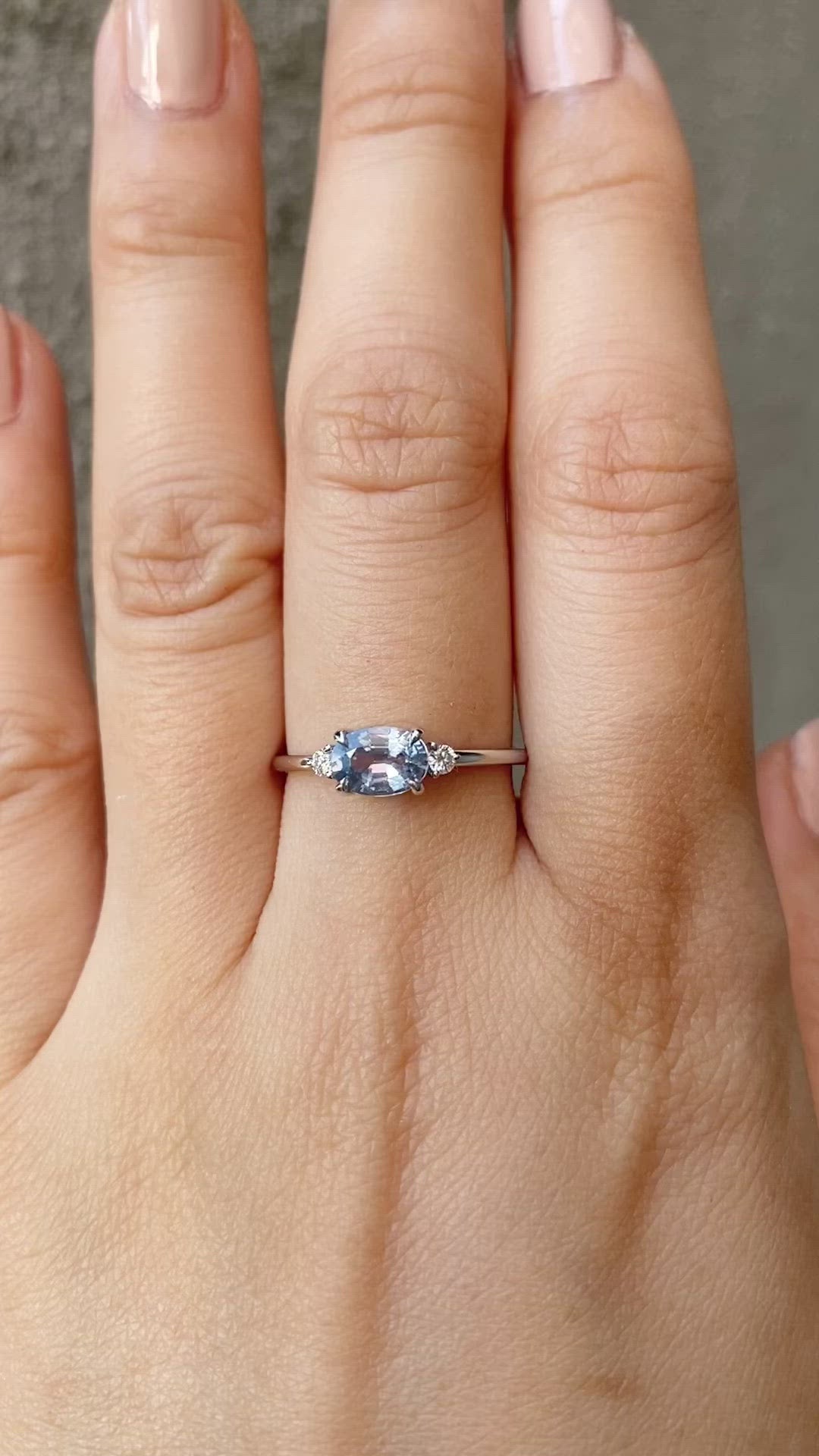 Emilie Ring - 0.83ct Unheated Light Blue Madagascar Sapphire, 14k White Gold (One of a kind)