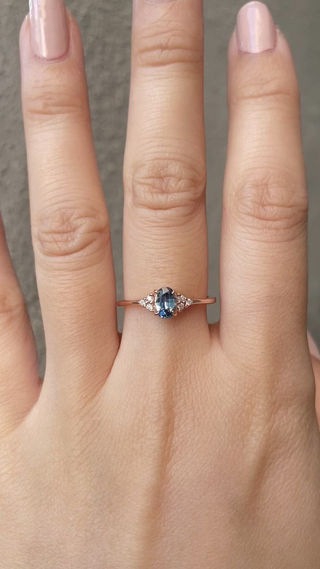 Teresa ring 0.6ct Montana Sapphire 14k  rose gold