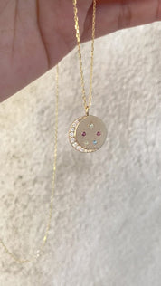 Crescent Moon & Star Birthstone Charm