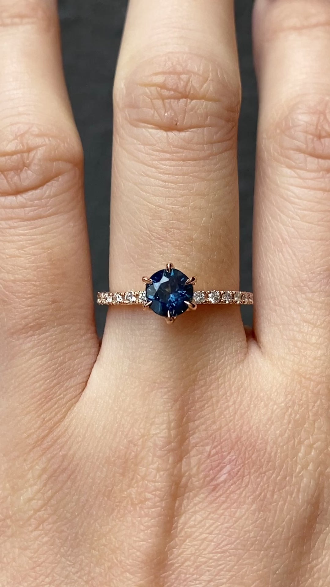 Maria Luxe Ring, 1.01ct Deep Blue Montana Sapphire