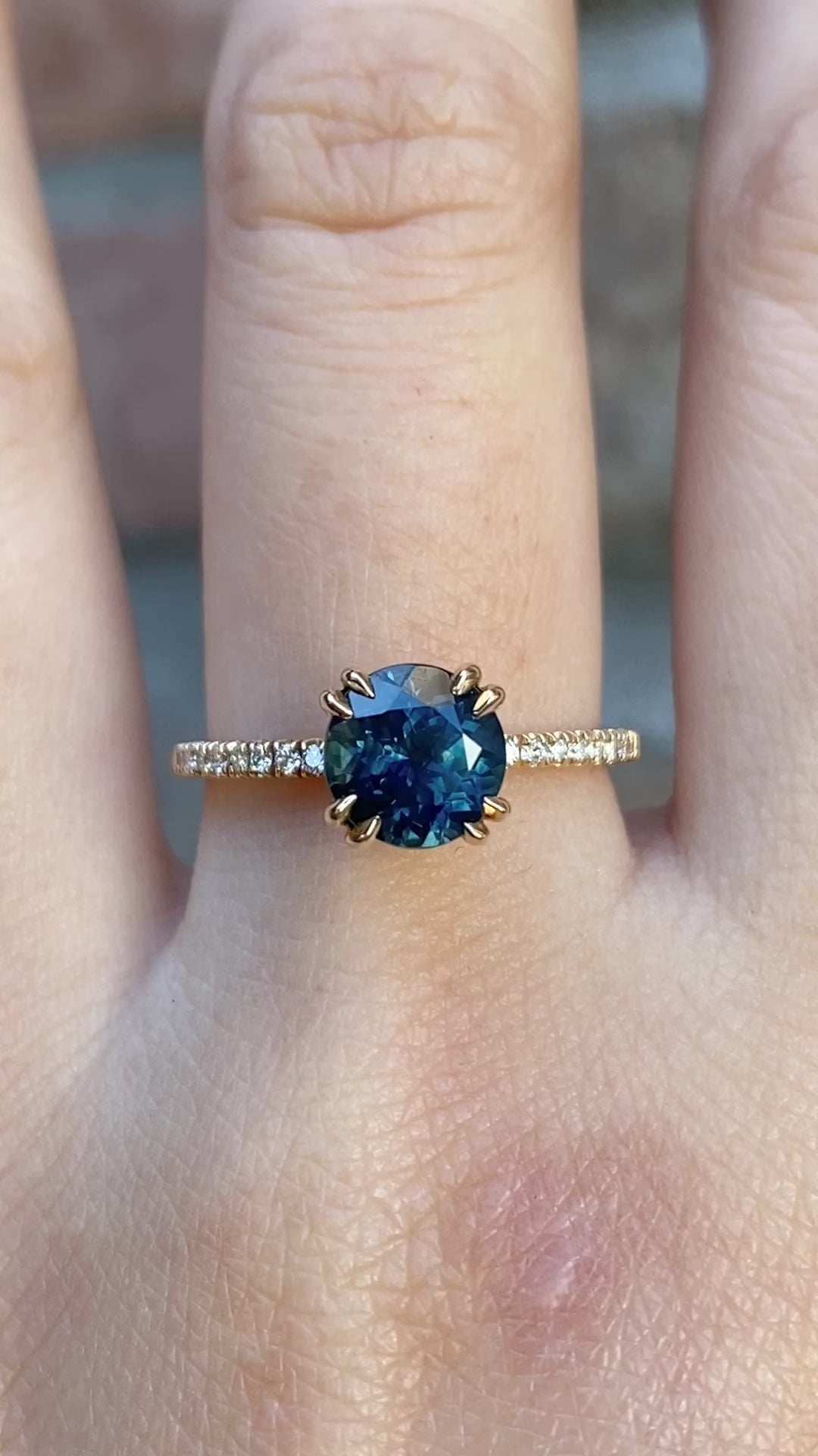 Sabrina Ring, 1.89ct Blue Green Montana Sapphire