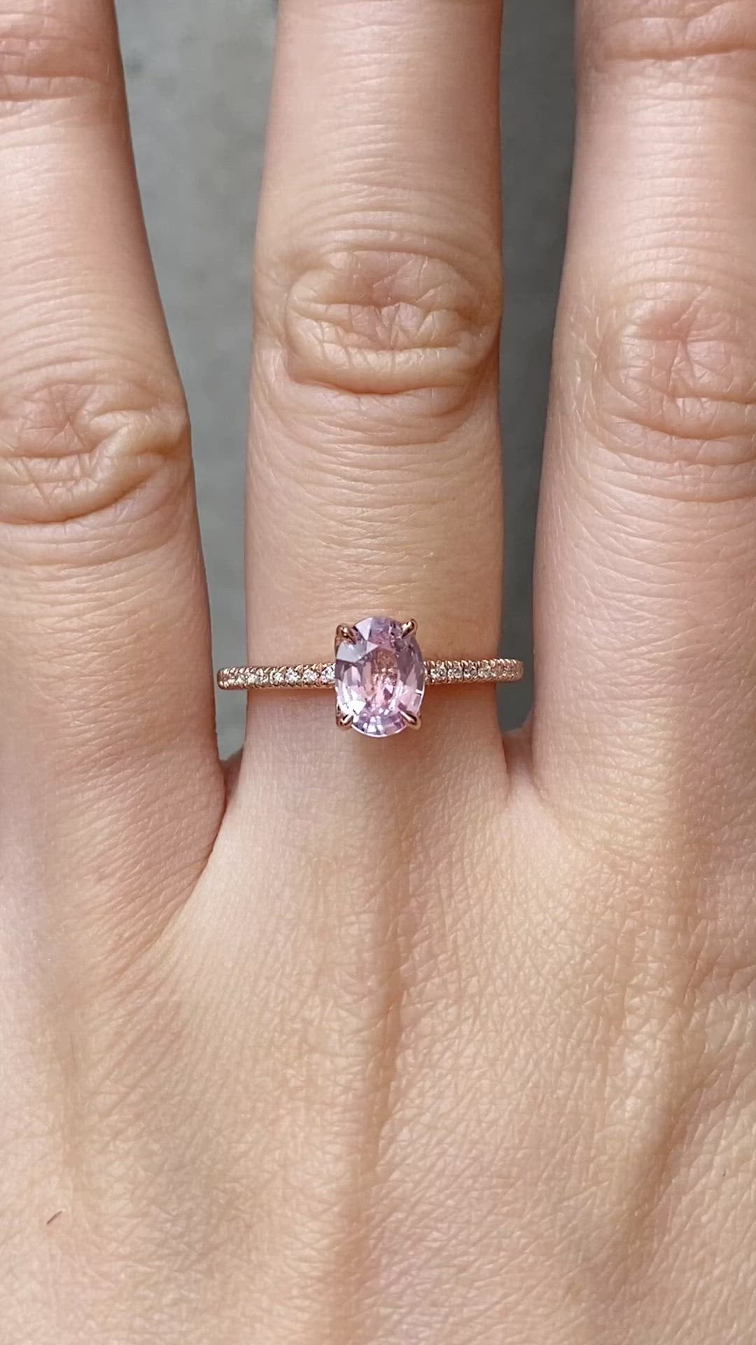 Maria Ring 1.23ct Light Pink Oval Madagascar Sapphire, 14K Rose Gold (One of a kind)