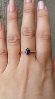 【一点物】グレースリング ・0.73ct・加熱モンタナ産ブルーサファイア・K14RG