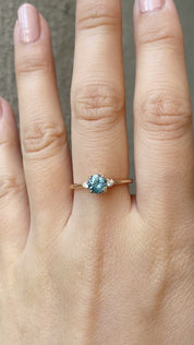 Sofia Ring 0.90ct Blue Green Round Montana Sapphire (One of a kind)