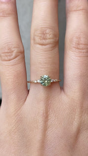 Estel Fleur 4 Prong Ring, 0.93ct Yellow Green Montana Sapphire, 14K Yellow Gold (One of a kind)