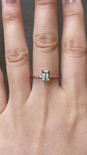 Estel Fleur Four Prongs Ring 1.11ct Light Blue Green Montana Sapphire, 14K Rose Gold (One of a kind)