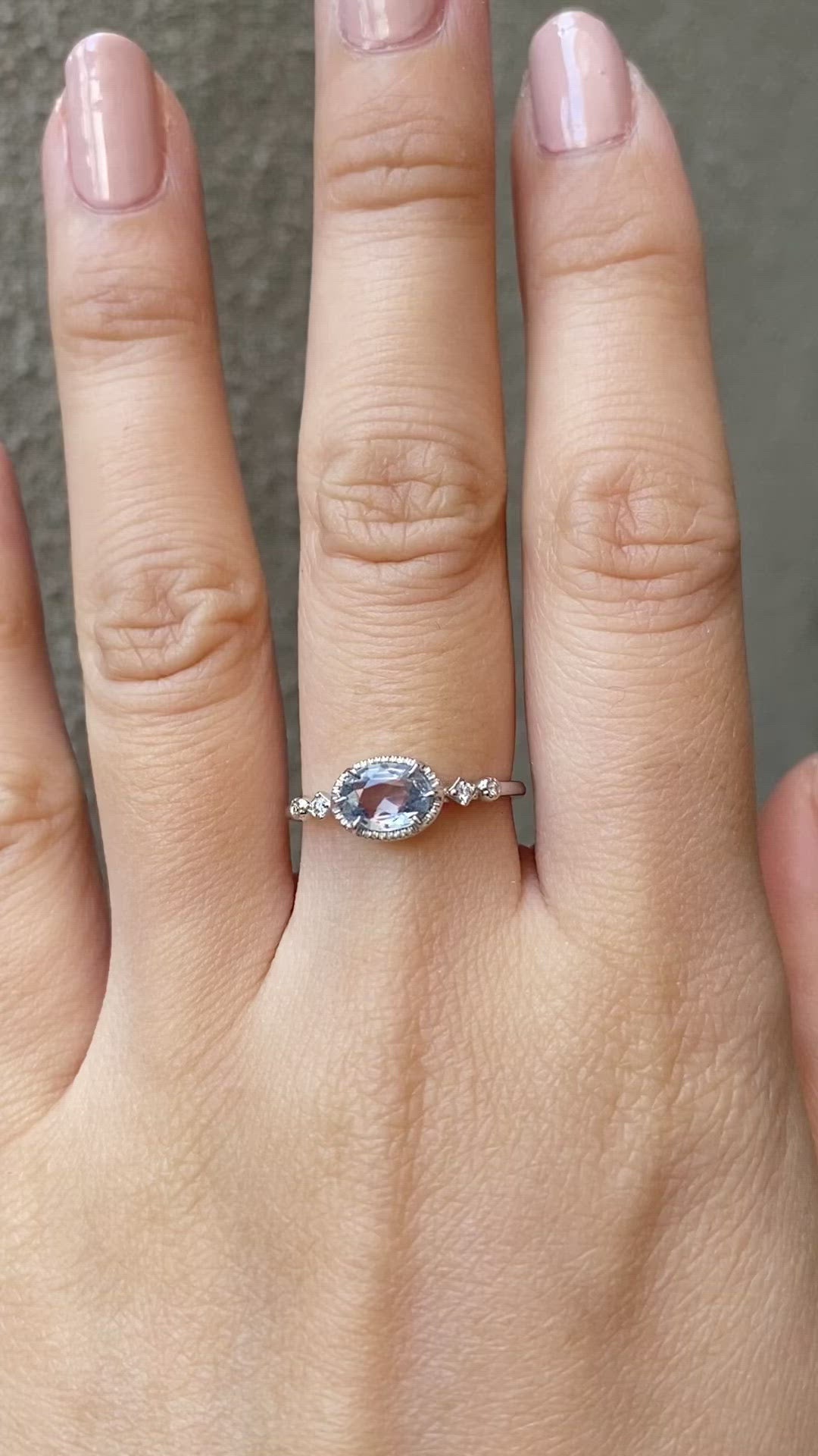 Stella Ring - 0.80ct Unheated Blue Sapphire, 14k White Gold (One of a kind)