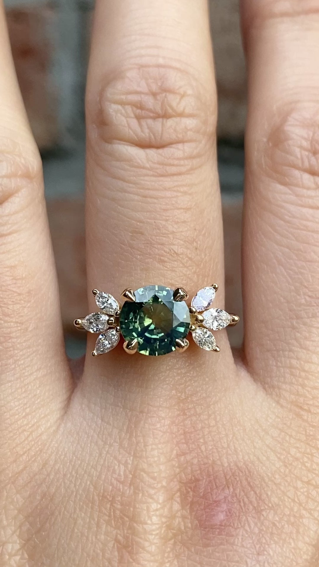 Nova Ring 2.03ct Parti Blue Green Madagascar Sapphire, Unheated, 14K Yellow Gold (One of a kind)