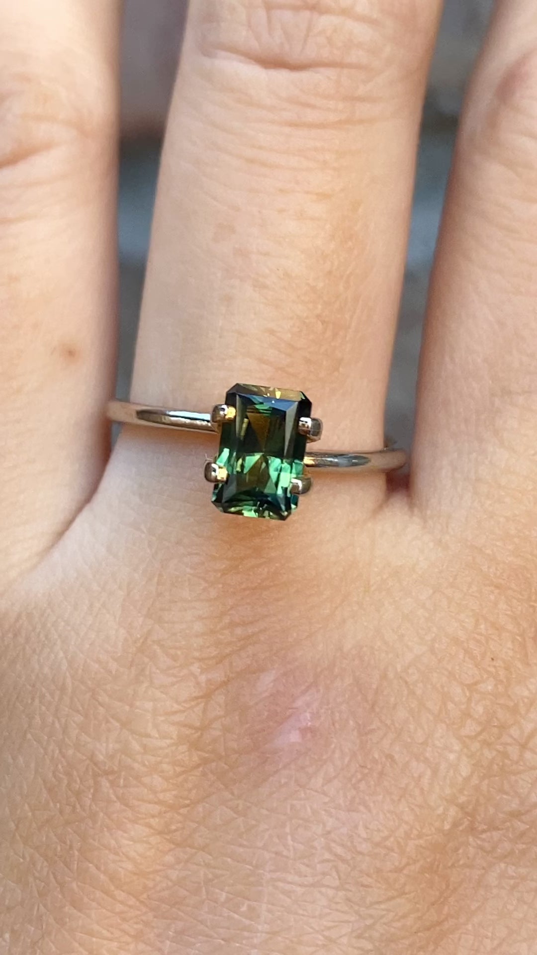 1.48ct Emerald Cut Green Queensland Sapphire SF059