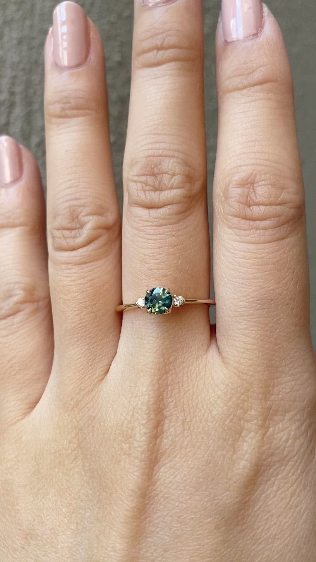 Sofia Ring - 5mm 0.60ct Queensland Green Sapphire