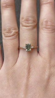 Estel Ring 0.93ct Light Green Emerald Montana Sapphire, 14K Yellow Gold (One of a kind)