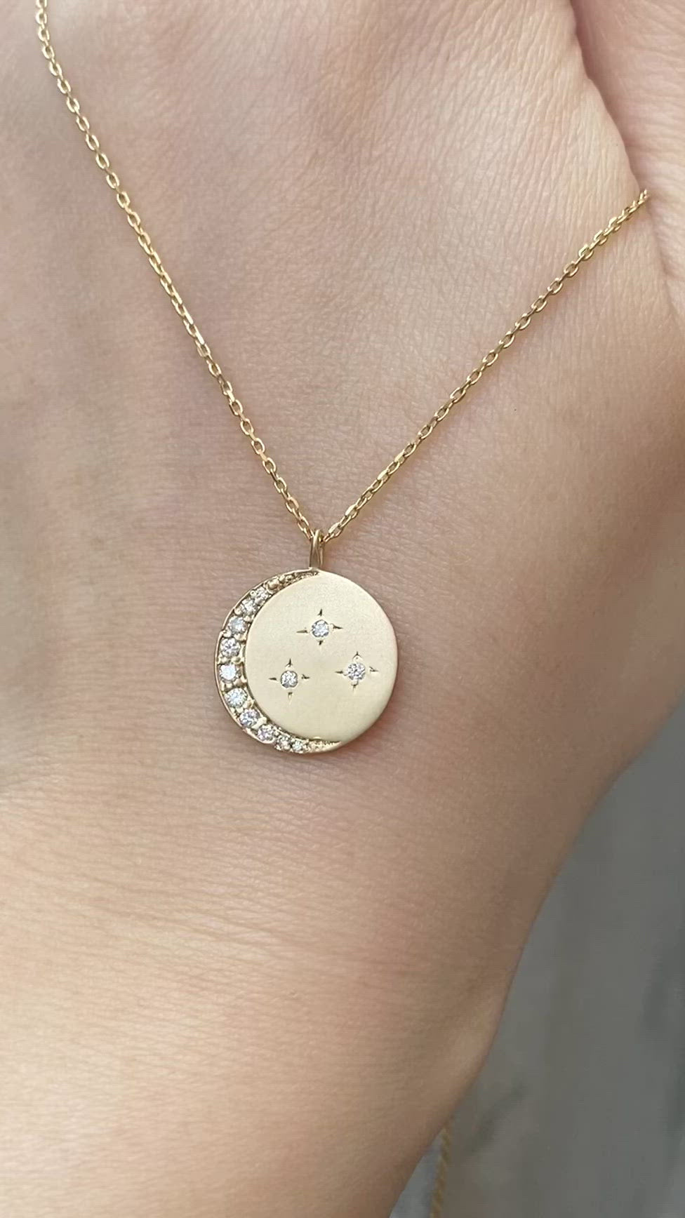 Crescent Moon & Star Diamond Charm