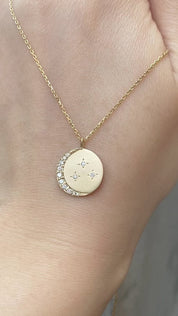 Crescent Moon & Star Diamond Charm