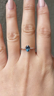 Estel Fleur Four Prongs Ring - 1.15ct Montana Sapphire Ring, 14K Rose Gold, One of a kind