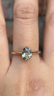 【一点物】フローリンリング ・1.11ct・非加熱グリーンサファイア・K14YG
