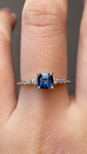 Estel Fleur Ring, 0.72ct Dark Blue Montana Sapphire