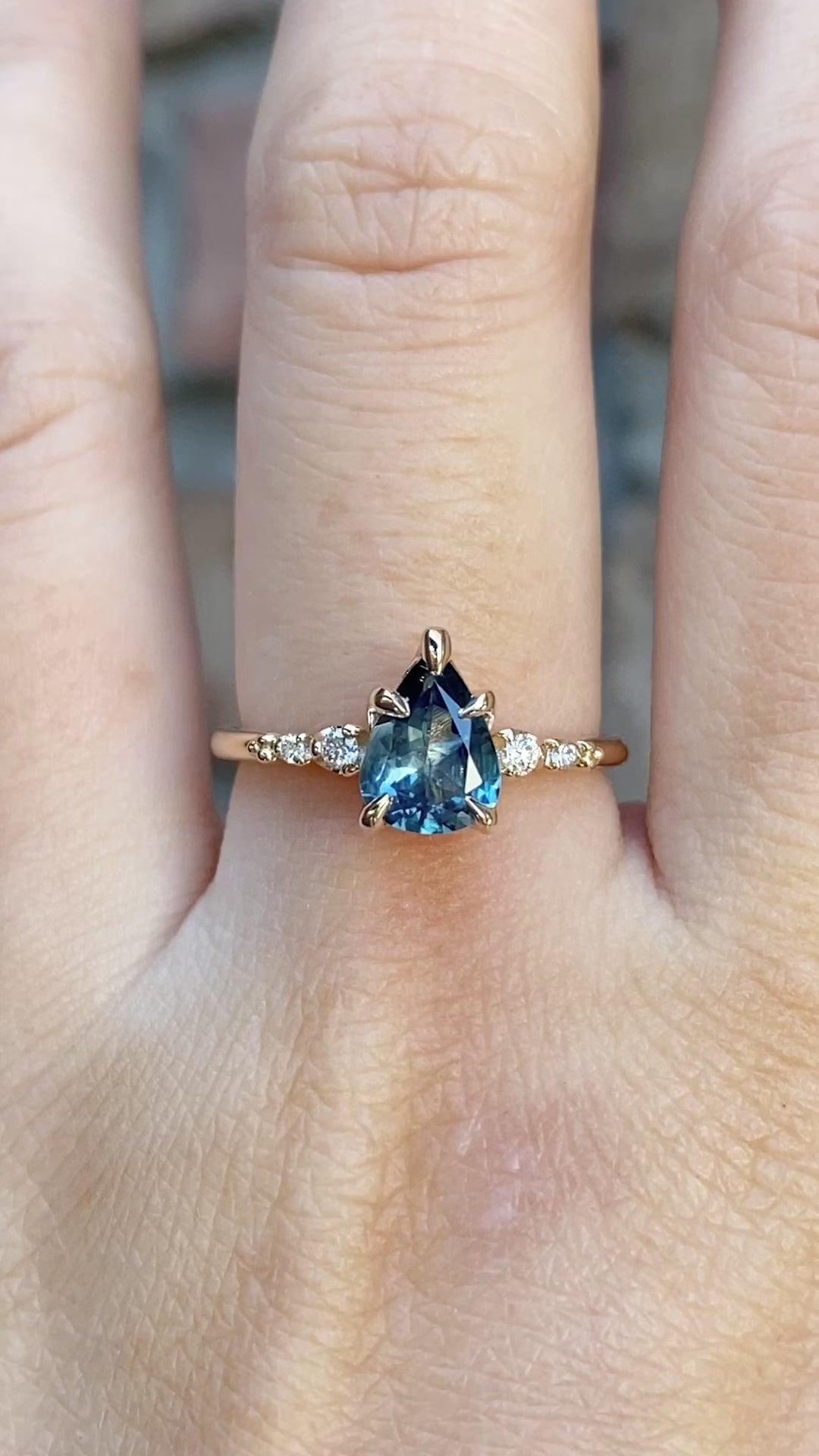 Estel Fleur Ring, 1.26ct Teal Blue Montana Sapphire, 14K Yellow Gold (One of a kind)