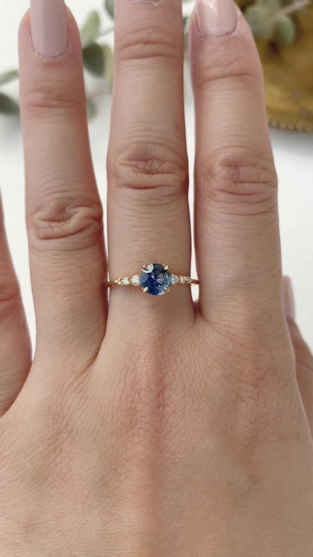 Estel Fleur 4 Prong Ring, 0.77ct Teal Blue Montana Sapphire (One of a kind)