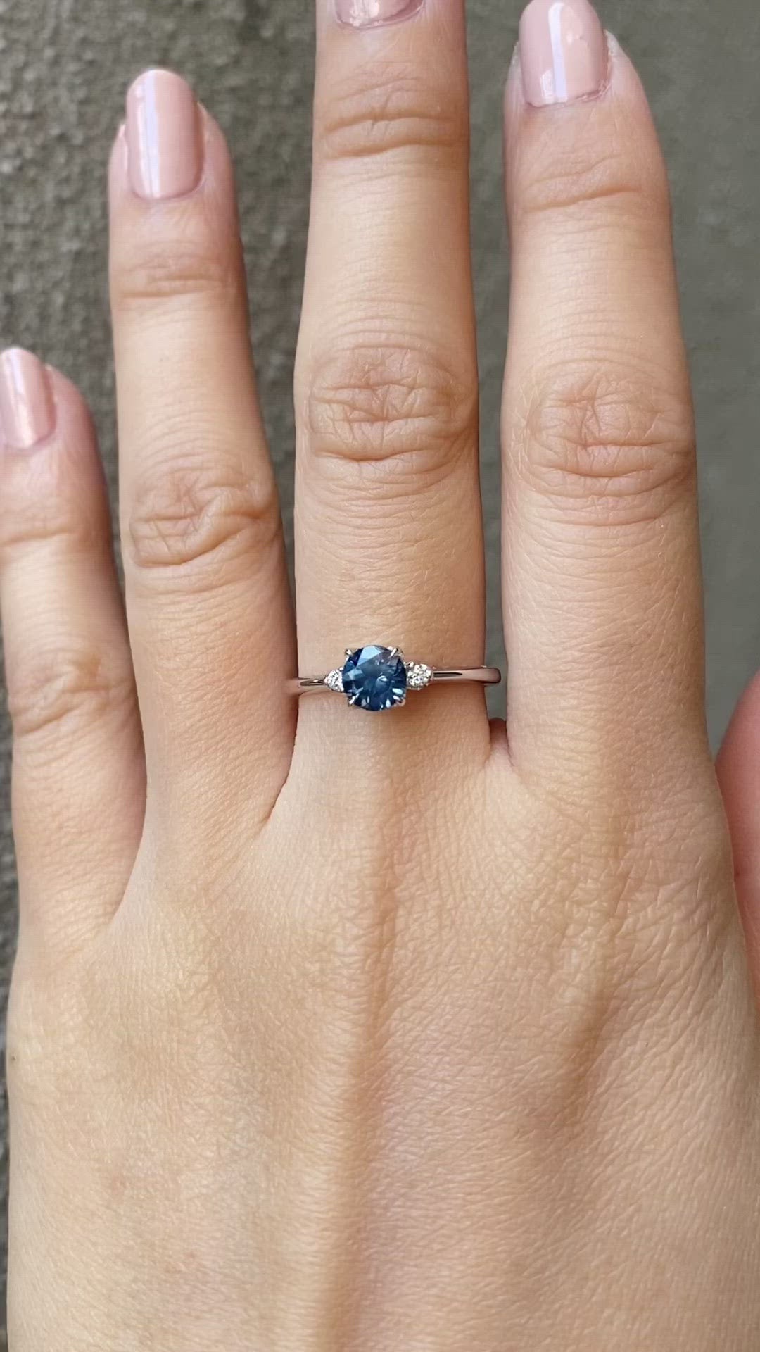 Sofia Ring 0.97ct Blue Montana Round Sapphire, 14k White Gold (One of a kind)