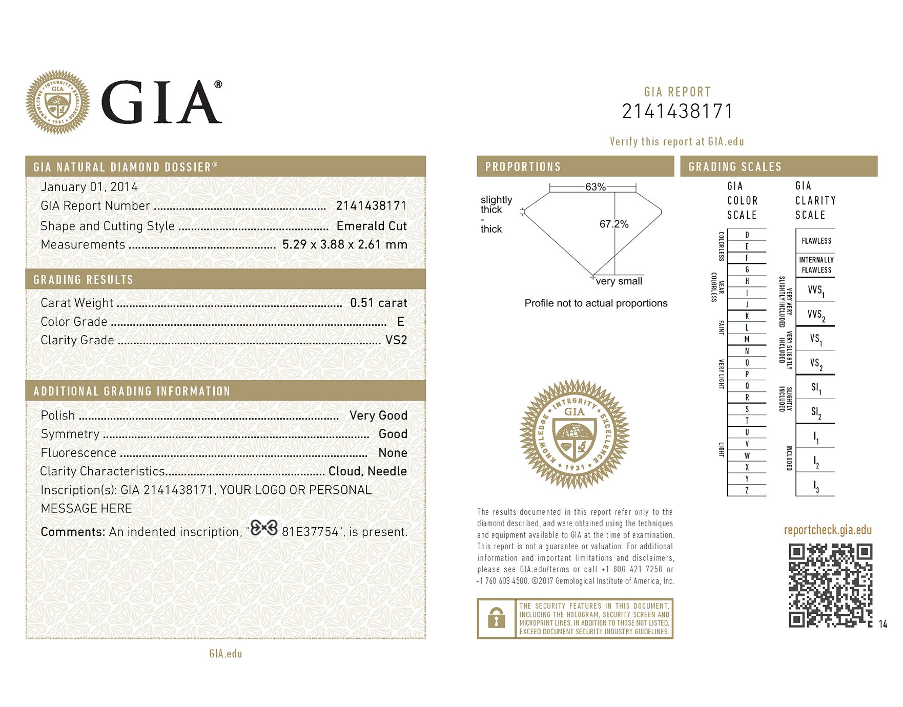 GIA certificate showing diamond grading report with carat weight, color, clarity, and measurements details.