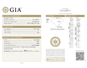 GIA certificate showing diamond grading report with carat weight, color, clarity, and measurements details.