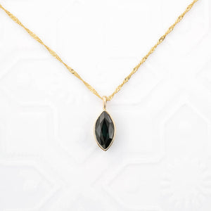 Patia Bezel Necklace 0.92ct Deep Blue Marquise Sapphire