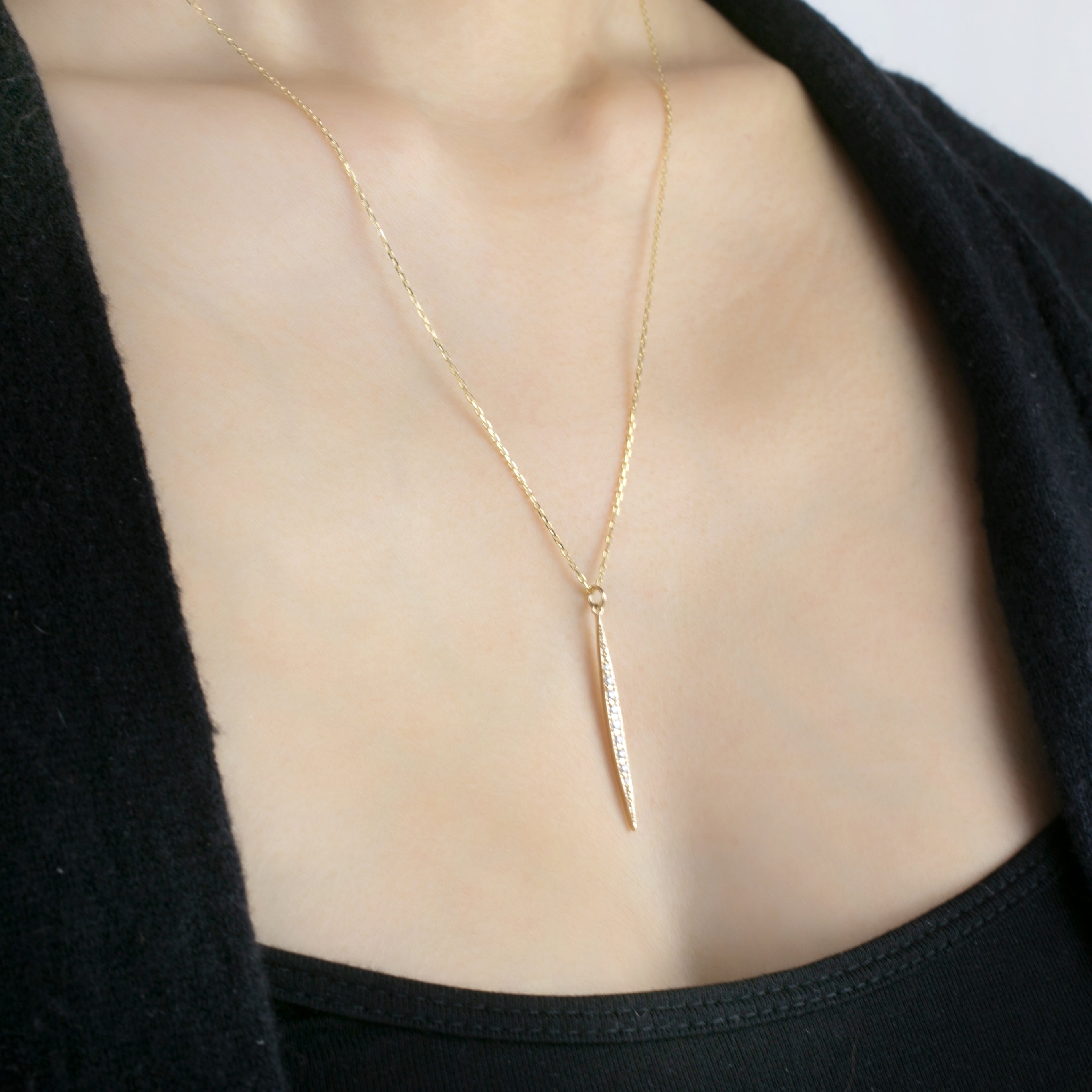 Crescent Diamond Pave Necklace