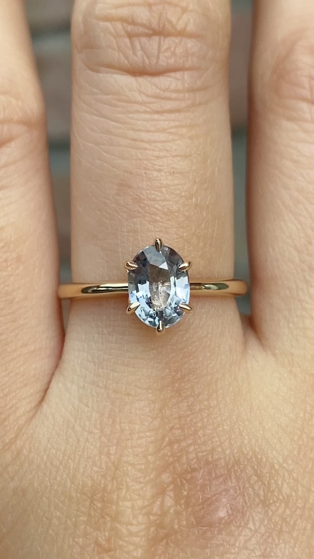 Floryn Ring 1.35ct Light Blue Oval Unheated Sapphire, 14K Yellow Gold (One of a kind)