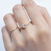 Stella Hexagon Ring, 0.50ct Round Rose Cut Diamond