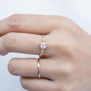 Stella Hexagon Ring, 0.50ct Round Rose Cut Diamond