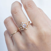 Stella Hexagon Ring, 0.50ct Round Rose Cut Diamond