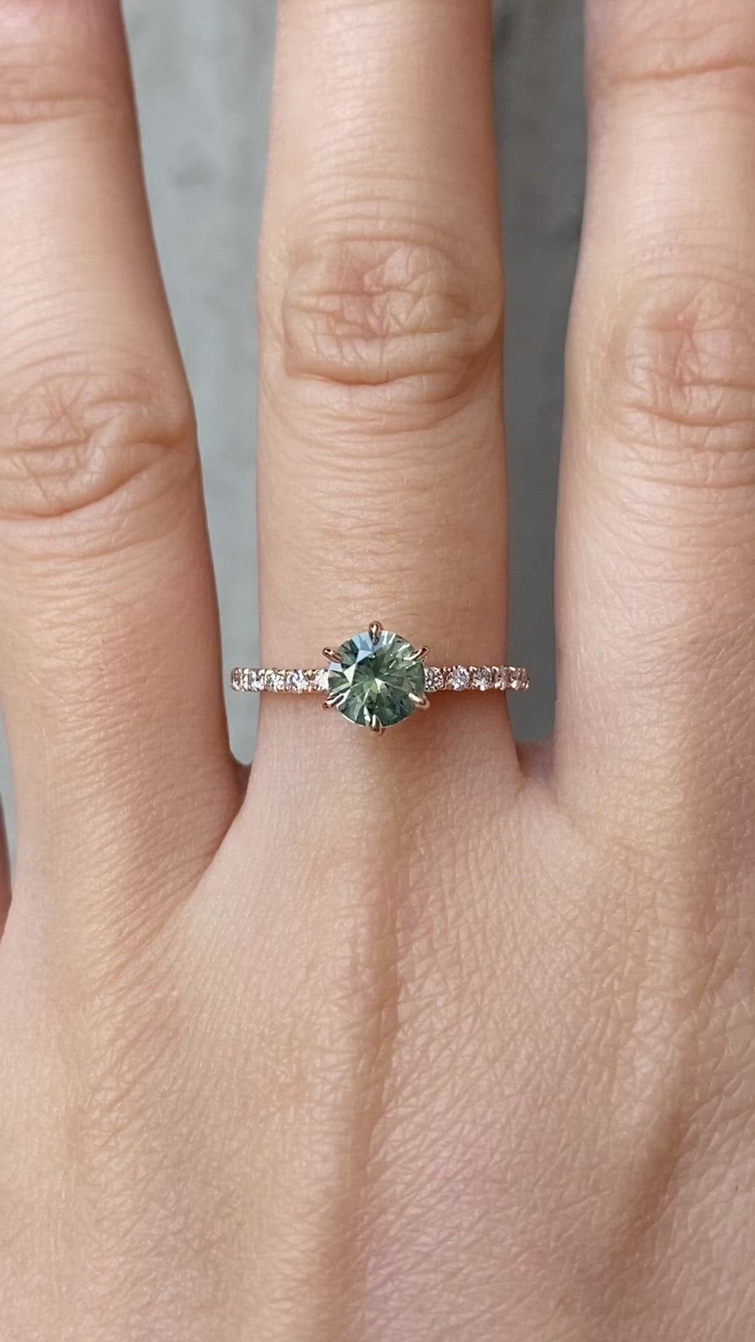 Maria Luxe Ring 0.9ct Light Green Montana Sapphire, 14K Rose Gold (One of a kind)