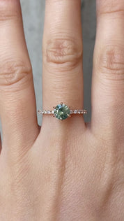 Maria Luxe Ring 0.9ct Light Green Montana Sapphire, 14K Rose Gold (One of a kind)