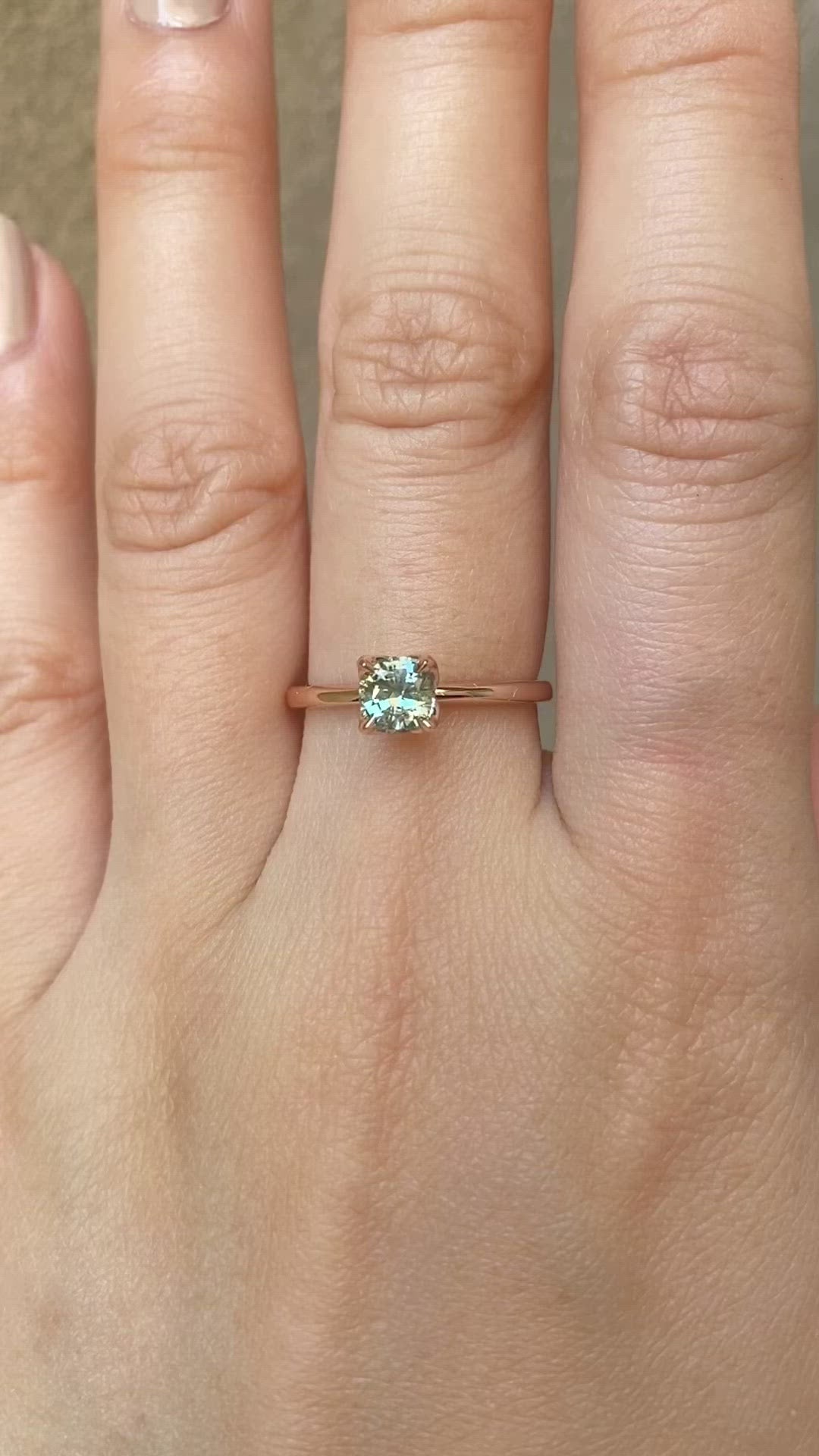 Sara Ring, 0.60-0.70ct Cushion Cut Montana Sapphire