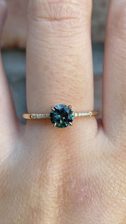 Audrey Ring, 0.73ct Deep Green Queensland Sapphire