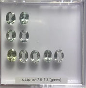 1.00-1.60ct Oval Unheated Madagascar Green Sapphires (7.6-7.8mm)