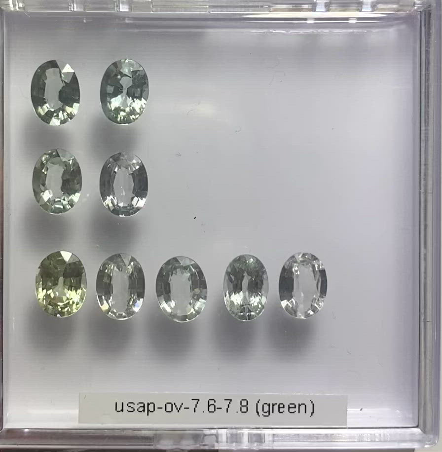 1.00-1.60ct Oval Unheated Madagascar Green Sapphires (7.6-7.8mm)