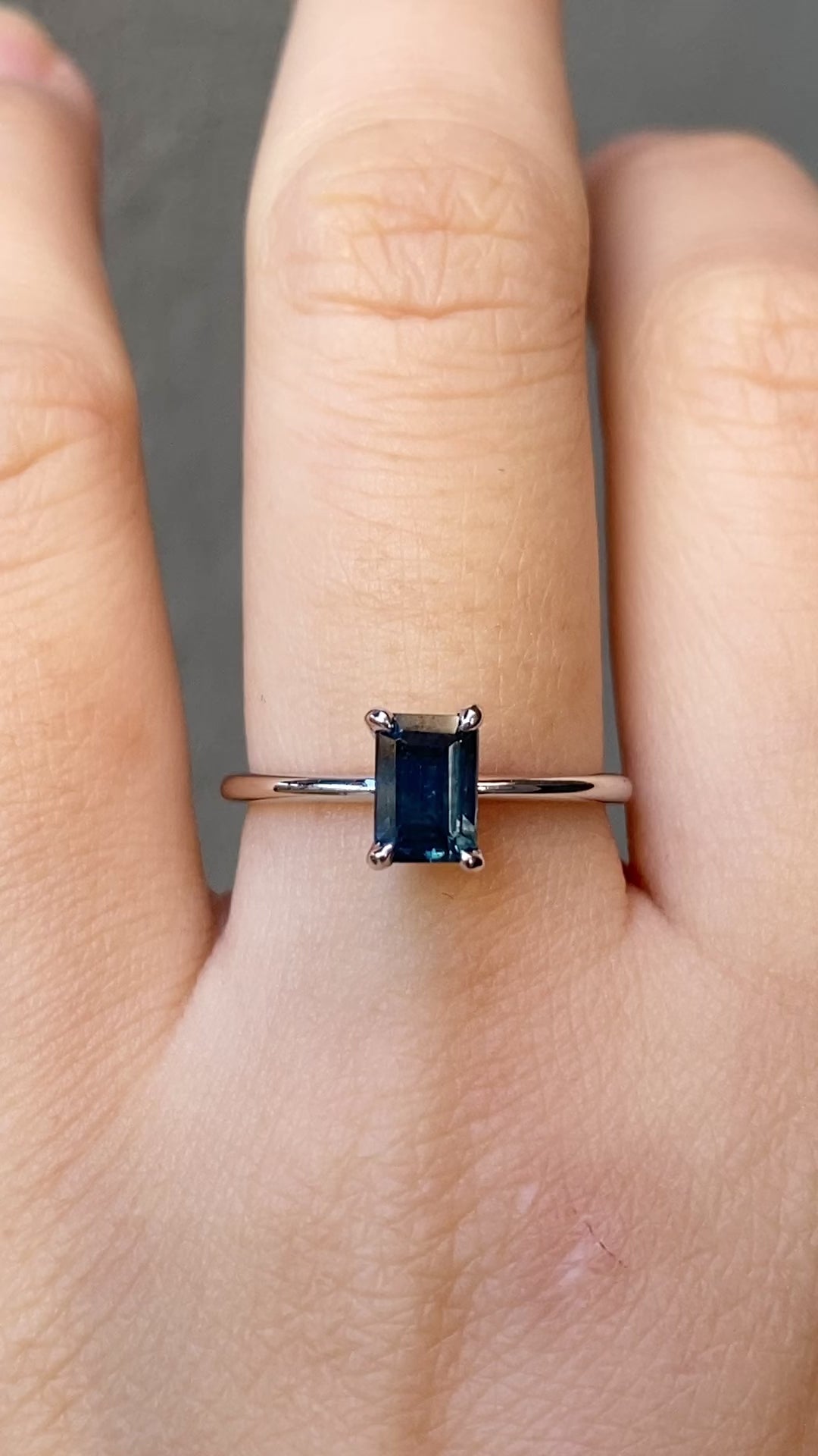 Jane Ring 1.12ct Deep Teal Blue Montana Sapphire, 14k White Gold (One of a kind)