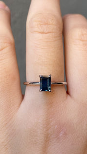 Jane Ring 1.12ct Deep Teal Blue Montana Sapphire, 14k White Gold (One of a kind)