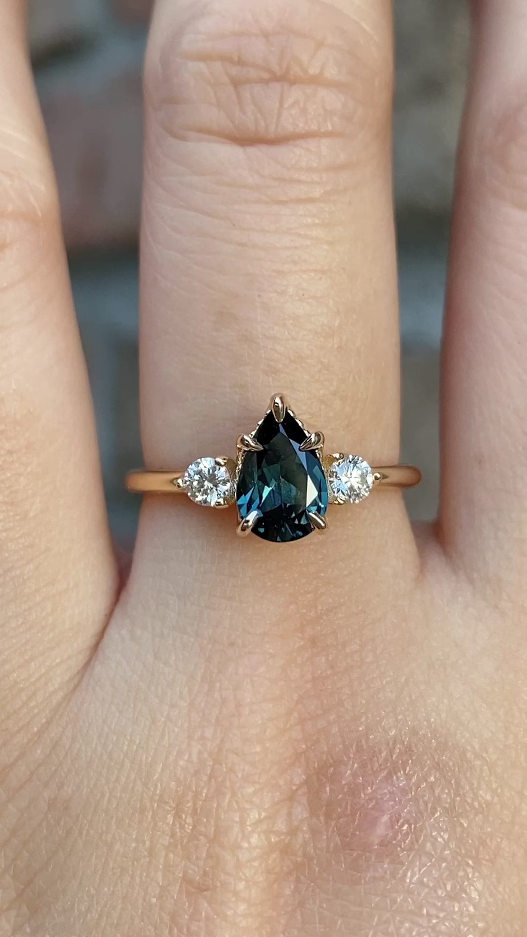 Ayana Ring, 1.09ct Teal Blue Queensland Sapphire
