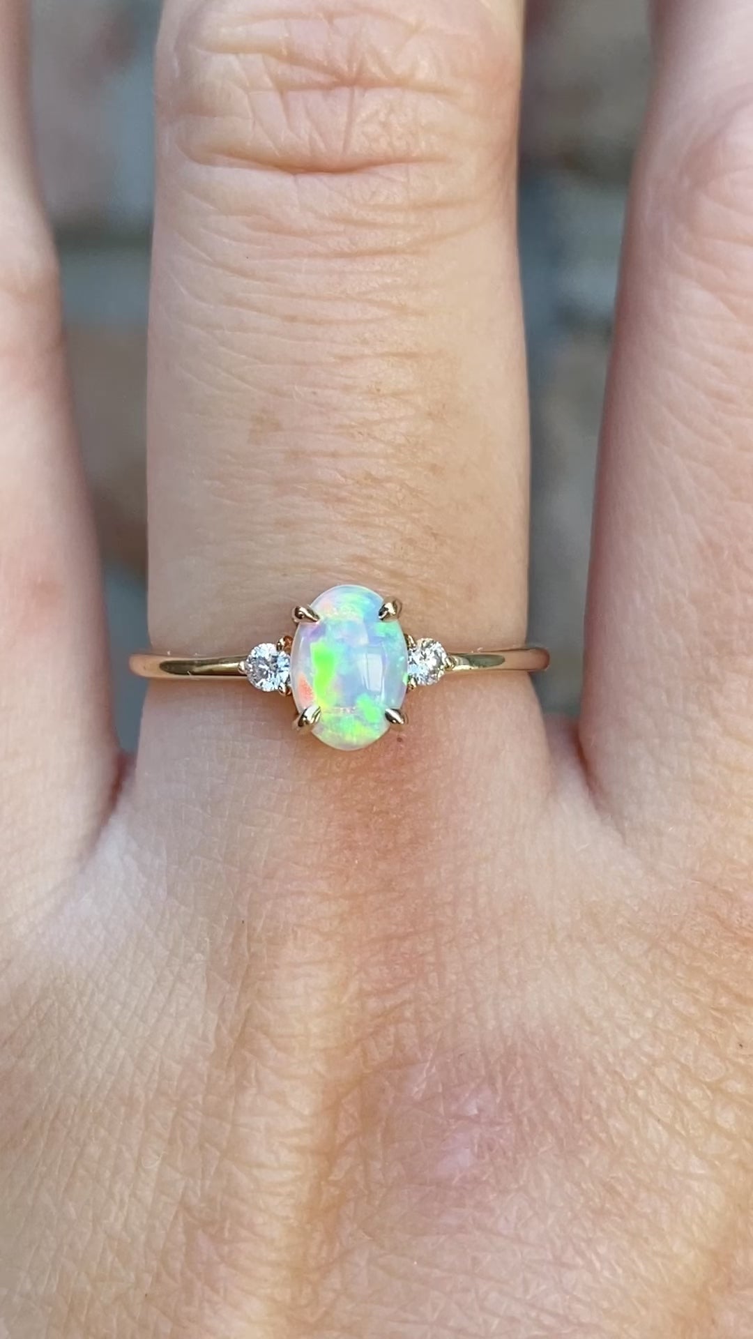 Emilie Ring, 0.50ct Rainbow Opal