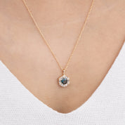 Lila Necklace, Blue-Green Montana Sapphire (Charm Option)